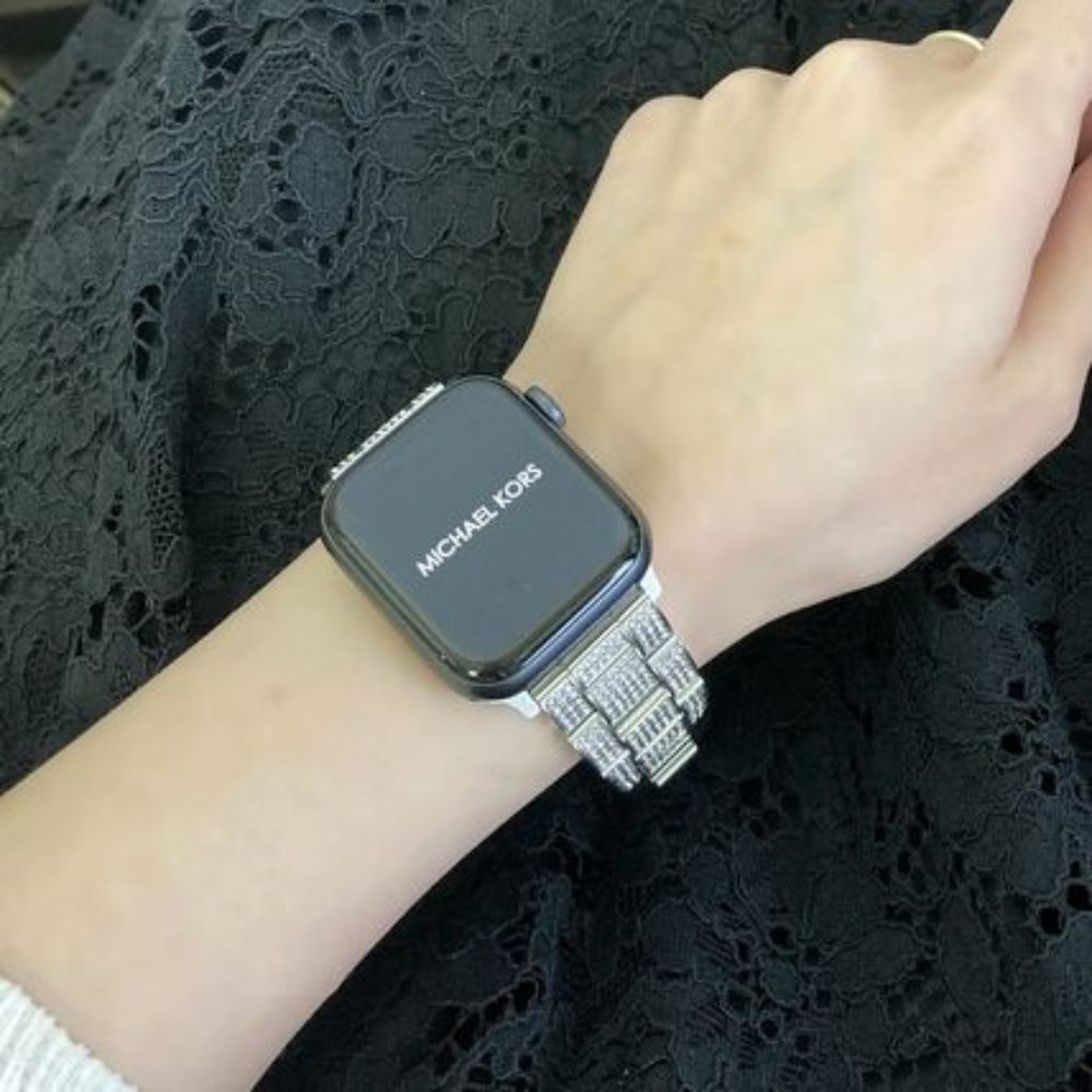MICHAEL KORS Pavé Silver-Tone Strap For Apple Watch - Picture 2 of 8